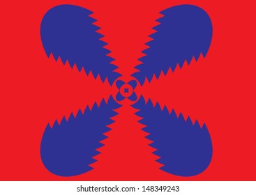 A Blue Pattern on a Red Background. Vector