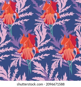 Blaues Muster mit orangefarbener Vektorgrafik