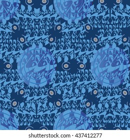 Blue pattern. Oriental motif of circles and lines. Oriental pattern floral, pattern of circles and lines,  plants pattern Oriental design, Persian pattern, Chinese pattern, complicated pattern