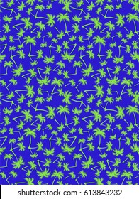 Blue pattern with small green palms