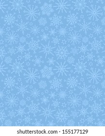 Blue pattern of snowflakes. Duotone winter background. Christmas template.