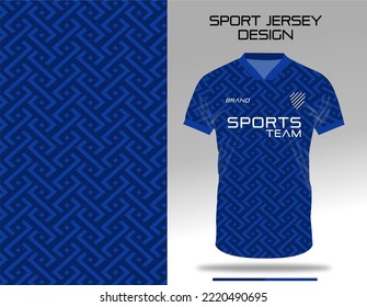 Blue pattern sport jersey uniform textile design for soccer, football, volleyball, badminton club. Sublimation printing fabric vector design.  