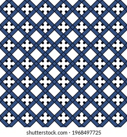 Blue pattern in the style of Dutch tiles. Vector stock seamless pattern for wallpaper, packaging paper, textiles.