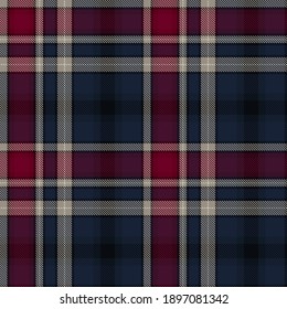 Trazado azul textil sin costura textura vectorial trenzado tartán inmaculado. rojo de diseño