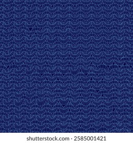 A blue patterned background with a blue design in the middle. The design is made up of squares and circles