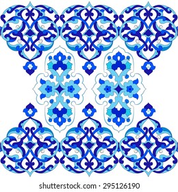 Blue patterns series designed utilizing the old Ottoman motifs