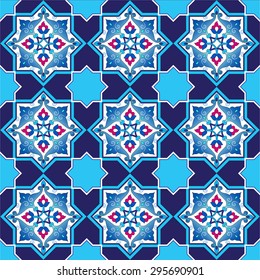 Blue patterns series designed utilizing the old Ottoman motifs