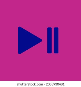Blue pause and play button with pink bakcground for media, sticker or wall art print.