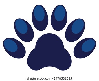 Blue paw print illustration. Vector illustration