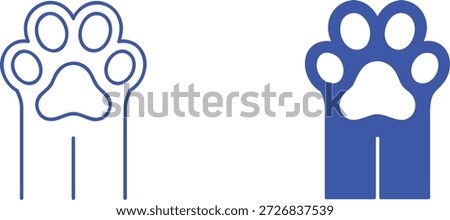Blue paw print outline and solid fill