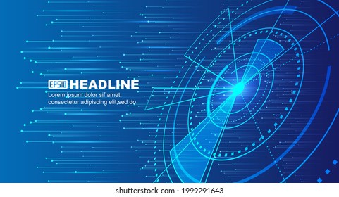 Blue PCB dot line abstract technology Internet big data background.