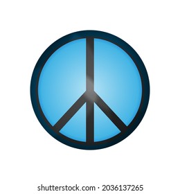 Blue peace button on a white background. Day of peace. 