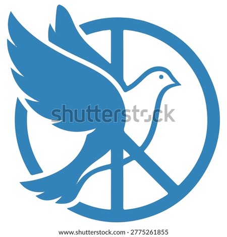 Blue peace dove logo with white background, symbolizing harmony and anti-war movement.
