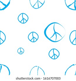 Blue Peace icon isolated seamless pattern