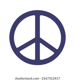 A blue peace sign with a white background. The peace sign is a symbol of peace and harmony