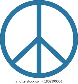 Blue peace symbol on white background illustration