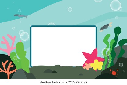 Blue Peaceful Undersea Landscape Illustration