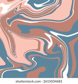 Blue and Peach Fluid Marble Abstract – Trendy Swirl Background