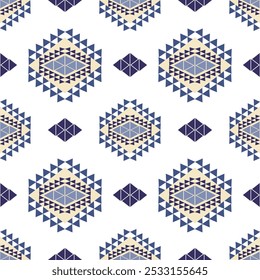 Blue, peach, and white geometric vector patterns that are traditional, ethnic, Navajo, or Native American Indian. Design for clothing, curtains, carpets, sarongs, Hmong, and fabric edges.


