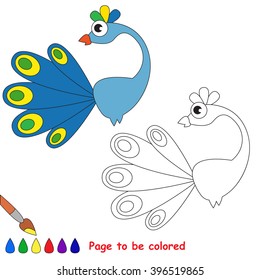 Blue peacock to be colored. Coloring book for children. Visual game.