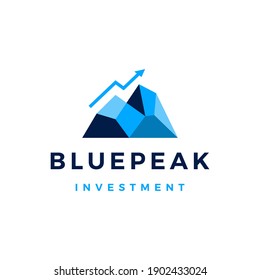 blue peak investment arrow graph ice berg mount logo vector icon illustration
