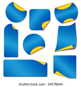 Blue pealing paper with yellow margin vector