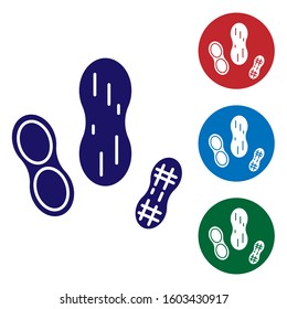Blue Peanut icon isolated on white background. Set color icons in circle buttons. Vector Illustration