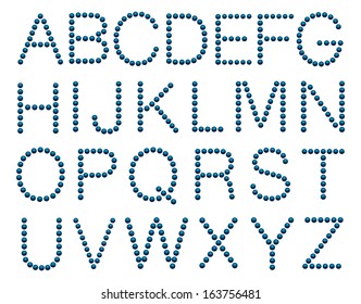 Blue pearls font vector illustration.