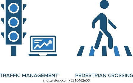 Blue pedestrian crossing sign with three people icons and winter shoes illustration vector icon