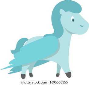 Blue Pegasus, illustration, vector on white background