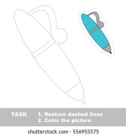 Blue Pen to be traced, the tracing worksheet to educate preschool kids with easy kid educational gaming and primary education of simple game level.