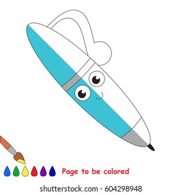 Blue Pen., the coloring book to educate preschool kids with easy gaming level, the kid educational game to color the colorless half by sample.