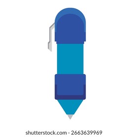 Blauer Stift, flaches Symbol. Vektorgrafik