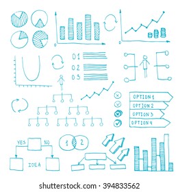 Blue pen hand drawn doodle business timeline element for Infographic. For business projects templates for presentation and training. Simple Editable Graphic infographics elements. Vector illustration.