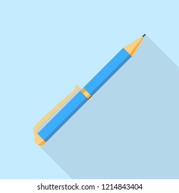 Icono de lápiz azul. Icono vectorial de bolígrafo azul para diseño web