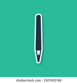 Blue Pen icon isolated on green background.  Vector Illustration