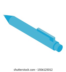 Blue pen icon. Isometric of blue pen vector icon for web design isolated on white background