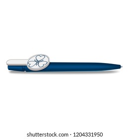 Blue pen icon. Realistic illustration of blue pen vector icon for web design