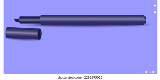 Vector de icono del lápiz azul. Fondo morado.