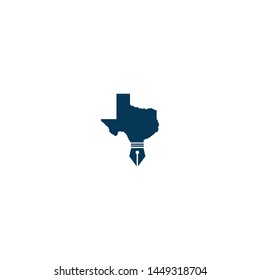 Blue pen island logo icon.