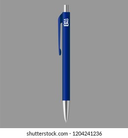 Blue pen mockup icon. Realistic illustration of blue pen mockup vector icon for web design