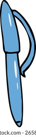 Pluma azul sobre un fondo blanco. Imagen de Vector.
