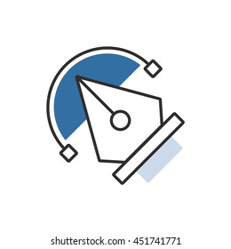 Blue pen tool  icon vector