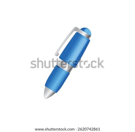 Blue pen vector isolated icon. Pen emoji