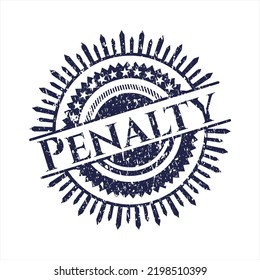 Blue Penalty rubber grunge texture stamp. 