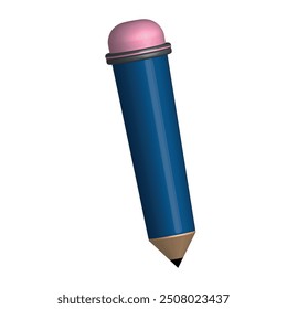 blue pencil in 3d style, vector illustration with white background.