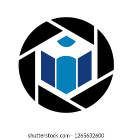 blue pencil and camera symbol
