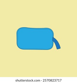 Blue pencil case stationery vector illustration. School equipment. Back to school concept