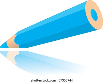 blue pencil drawing line vector illustration isolated on white background
