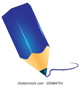 Blue pencil drawn blue line. Vector illustration.